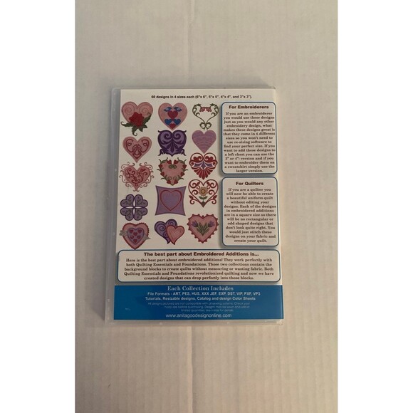 Anita Goodesign Embroidered Additions Hearts CD - Picture 2 of 3